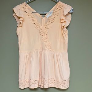 Peach ruffle cap sleeve top